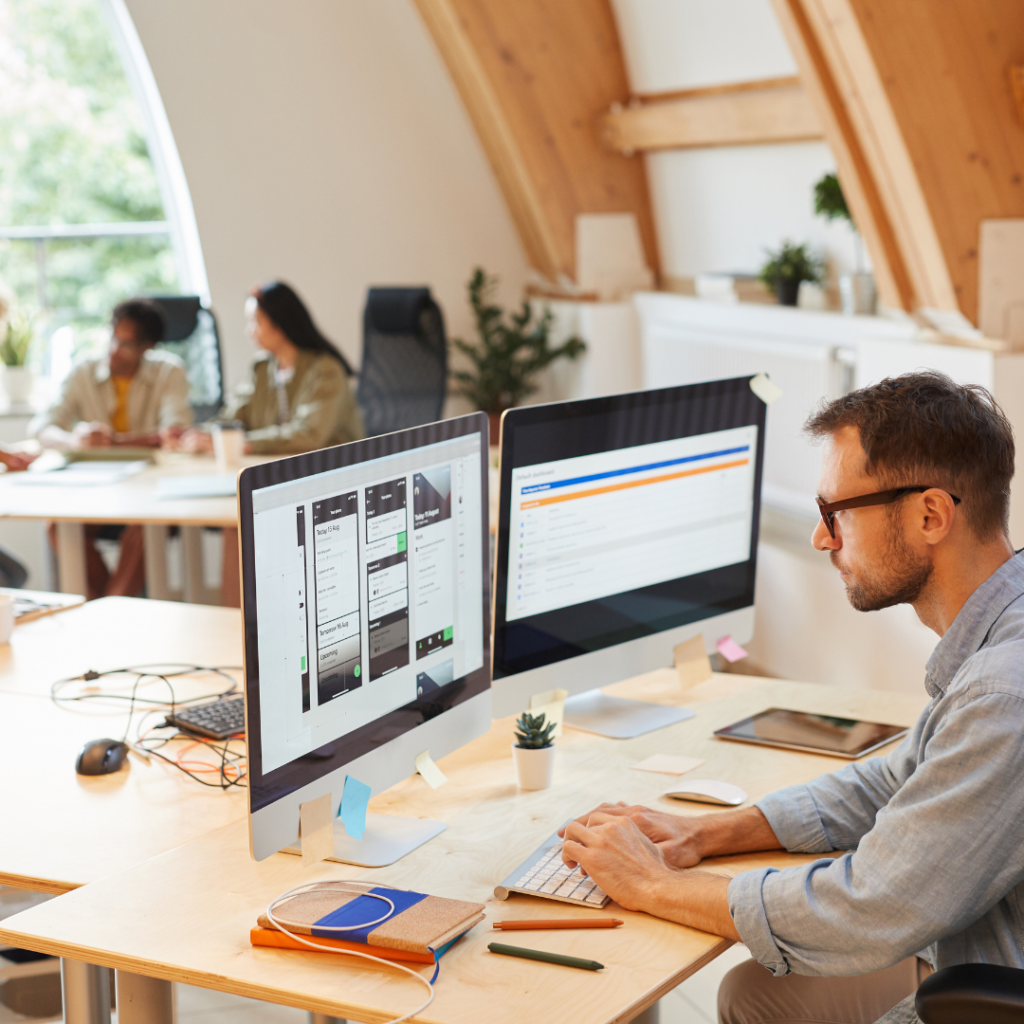 software designer working on computer