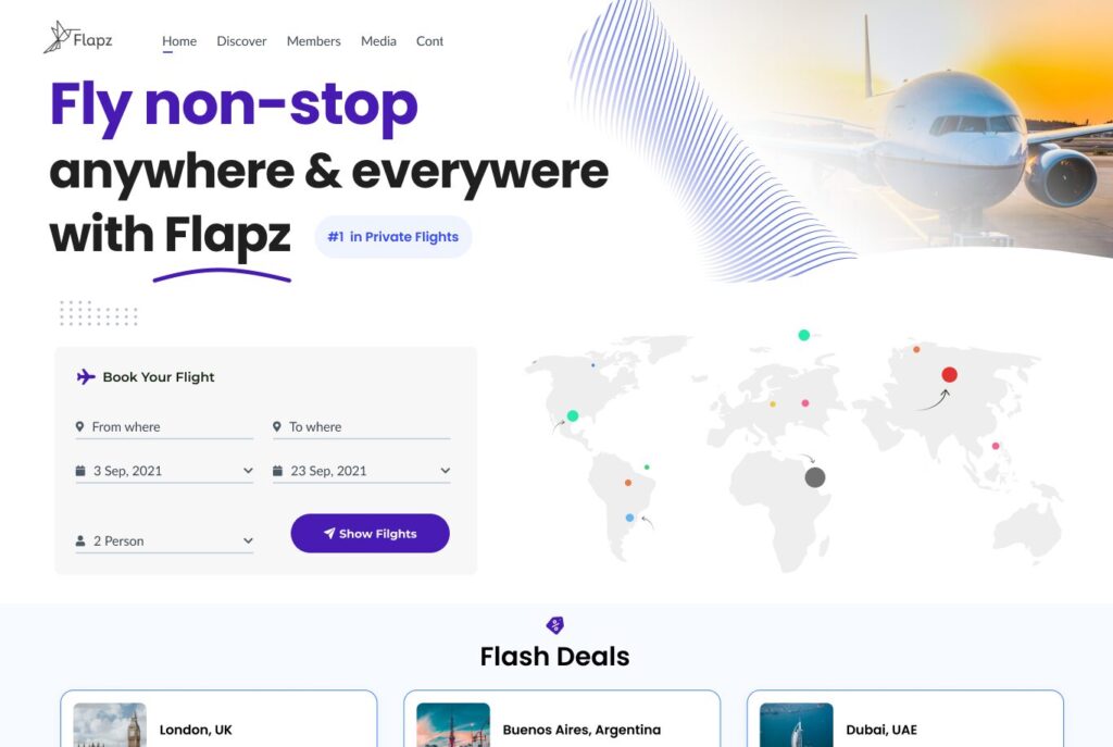 Flapz Home Home page for portfolio showcase